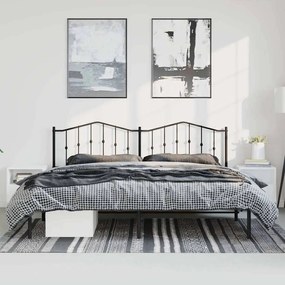 Estrutura de cama com cabeceira 193x203 cm metal preto