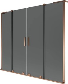 Mexen Velar L Duo divisória de banho 2 painéis deslizantes 170 x 150 cm, grafite, ouro rosa - 896-170-003-42-60