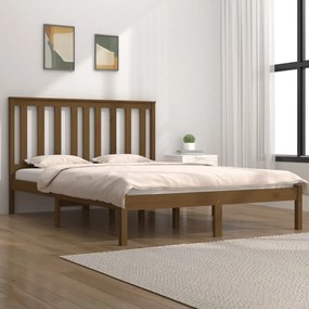 vidaXL Estrutura de cama 120x200 cm madeira pinho maciço castanho mel