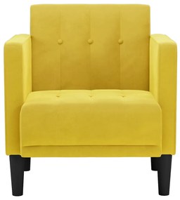 Poltrona com apoio de braços 53 cm veludo amarelo