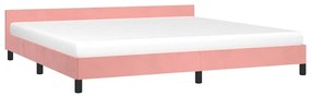 Estrutura cama c/ cabeceira sem colchão 200x200 cm veludo rosa