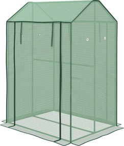 Estufa de jardim com 2 compartimentos e 2 portas enroláveis 100  x 80 x 150  cm - 0,8 m² Estufa para tomates Verde