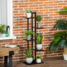 Estante para flores em aço com 5 prateleiras  40 x 22 x 113 cm,, para interior e exterior, suporte para plantas para jardim, varanda ou sala, preta