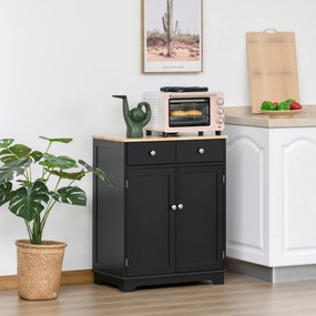 Móvel de sala de estar com armários, 2 gavetas e prateleiras ajustáveis, 68 x 40,3 x 85 cm, preto e madeira natural