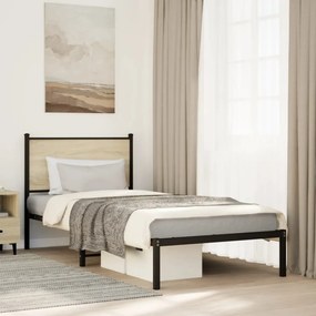 Estrutura de cama sem colchão 90x200 cm metal carvalho sonoma