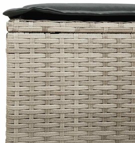 4 pcs conj. sofás jardim c/ almofadões vime PE cinzento-claro