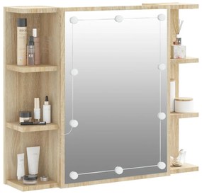 Armário espelhado com LED 70x16,5x60 cm carvalho sonoma