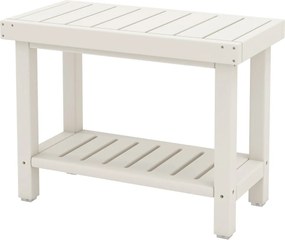 Banco de Casa de banho 61 x 31 x 49 cm  com prateleira de armazenamento Banco de duche impermeável Branco