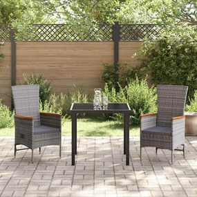 Cadeiras de Exterior 3 pcs Cinzento Cinzento-escuro