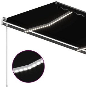Toldo retrátil manual c/ LED 450x300 cm antracite