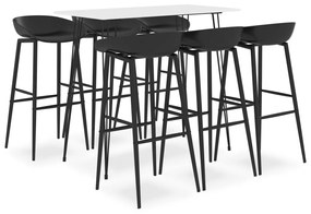 vidaXL 7 pcs conjunto de bar branco e preto