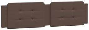 Estrutura cama c/ luz LED 200x200 cm couro artificial castanho