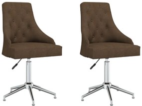 vidaXL Cadeiras de jantar giratórias 2 pcs tecido castanho