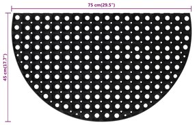 Tapete de porta semicircular 45x75 cm borracha