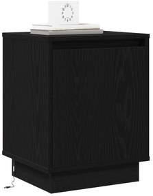 Cômodas de Cabeceira com Luzes LED 2 pcs Preto 39x34,5x50 cm