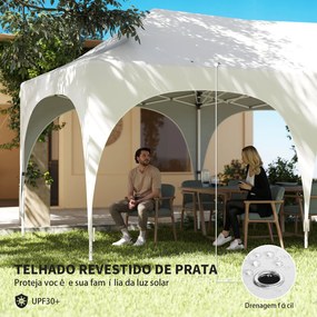Tenda Dobrável 6x3 m Pop-up com 4 Painéis Removíveis Altura Ajustável e Bolsa de Transporte Branco