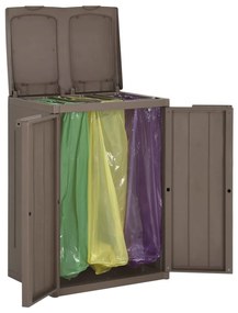 151225 vidaXL Caixote do lixo com 2 portas 65x45x88 cm PP castanho