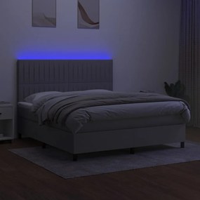 Cama box spring c/ colchão e LED 180x200 cm tecido cinza-claro