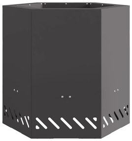 Fogueira Sem Fumaça Hexagonal Preta 48x48x51 cm Aço