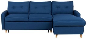 Sofá-cama de canto à esquerda com 4 lugares e arrumação em tecido azul marinho FLAKK Beliani