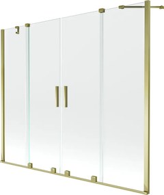 Mexen Velar Duo parapeito de banho com 2 painéis de correr 180 x 150 cm, transparente, dourado - 896-180-000-02-50