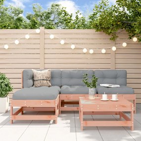 5 pcs conjunto lounge de jardim madeira de douglas maciça