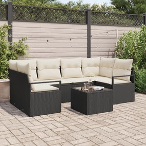 Conjunto de Sofá de Jardim vidaXL 7 Peças com Almofadas em Rattan Poli