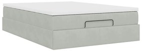 Estrutura de cama otomana com colchão 140x200 cm cinzento claro