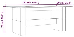 Mesa de Jantar Aqua - Cor Cinzento Sonoma - 180x90x76 cm - Design Mini