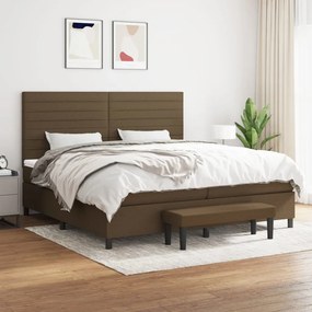 vidaXL Cama com molas/colchão 200x200 cm tecido castanho-escuro
