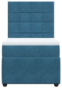 Cama boxspring com colchão 90x200 cm veludo azul