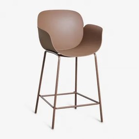 Banqueta Alta Em Polipropileno E Aço Lynette Castanho Caramelo & ↑65 Cm - Sklum