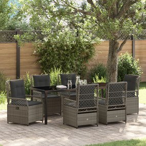 vidaXL Conjunto de Jantar de Jardim 7 Peças Cinza em Rattan Poliéster
