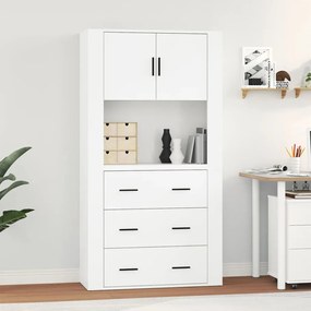 3185385 vidaXL Armário alto derivados de madeira branco brilhante