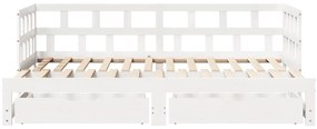 Sofá-cama com gavetão e gavetas sem colchão 80x200 cm branco