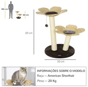 PawHut Árvore Arranhador para Gatos Médios Altura 69cm Torre para Gato