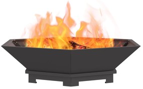 Fogueira Hexagonal vidaXL Preta 100x100x28 cm Aço