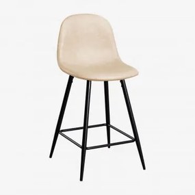 Pacote De 4 Bancos Altos Glamm Em Couro Sintético Beige Creme & ↑65 Cm & Preto - Sklum