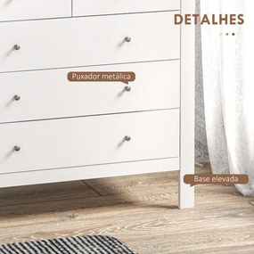 Cómoda com 5 Gavetas com Pés Elevados para Sala e Escritório Estilo Moderno 79x39,5x80,5 cm Branco