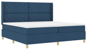 vidaXL Cama Box com colchão com cabeceira Azul 200 x 200 cm tecido