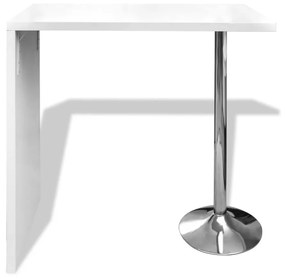 Mesa de bar em MDF com 1 perna de aço, branco brilhante