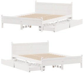 Cama sem colchão 140x190 cm madeira de pinho maciça branco