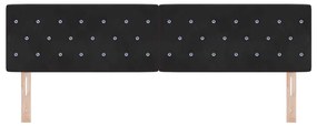 Cabeceira LED com botão de cristal, estofada em veludo preto, 90 cm
