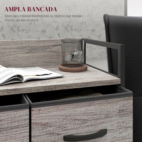 Cómoda de Quarto Armário de Armazenamento com 4 Gavetas Dobráveis Prateleira Aberta e Estrutura de Aço para Sala Entrada 60x29x85 cm Cinzento