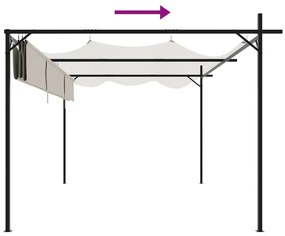 Pérgola com toldo retrátil 395x292x230 cm cor creme