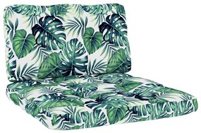 vidaXL Almofadões para sofás de paletes 2 pcs tecido padrão de folhas