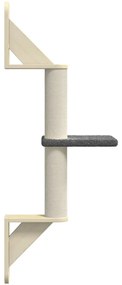 Árvore parede p/ gatos c/ poste arranhador 85,5 cm cinza-escuro