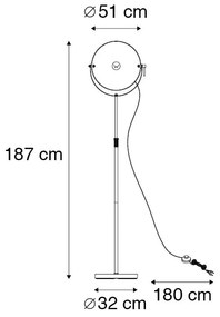 Candeeiro de pé industrial preto/ouro 50cm ajustável - MAGNAX Industrial