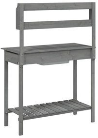 Mesa de cultivo com pia 147,5x44x139,5 cm abeto maciço cinzento