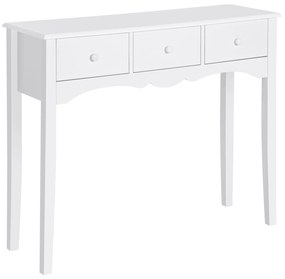 HOMCOM Mesa Consola Elegante Móvel de Entrada com 3 Gavetas 100x32x85cm Branco